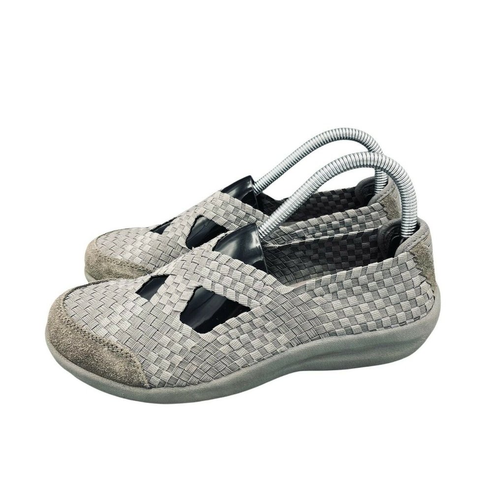 Skechers Weave Criss Cross Comfort Shoes Gray Size 6.5 Women Closed Toe Slip On - Picture 7 of 8